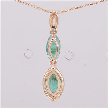 9K Gold 1.14 Ct Marquise Emerald Pendant