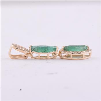 9K Gold 1.14 Ct Marquise Emerald Pendant