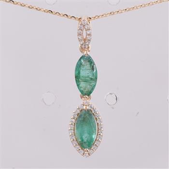 9K Gold 1.14 Ct Marquise Emerald Pendant