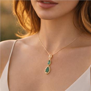 9K Gold 1.14 Ct Marquise Emerald Pendant