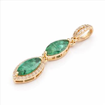 9K Gold 1.14 Ct Marquise Emerald Pendant