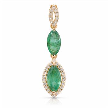 9K Gold 1.14 Ct Marquise Emerald Pendant