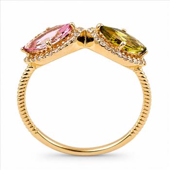 9K Gold 1.16 Ct Marquise Tourmaline Ring 7 US Ring Size