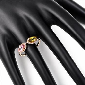 9K Gold 1.16 Ct Marquise Tourmaline Ring 7 US Ring Size