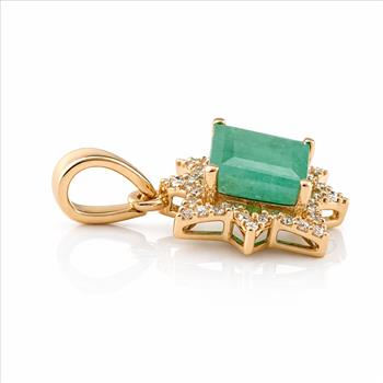 9K Gold 1.16 Ct Square Emerald Pendant