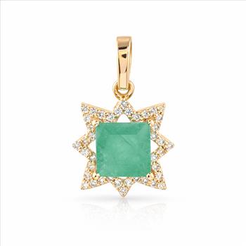 9K Gold 1.16 Ct Square Emerald Pendant