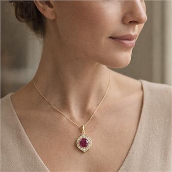 9K Gold 1.18 Ct Round Ruby Pendant