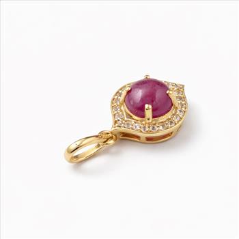 9K Gold 1.18 Ct Round Ruby Pendant