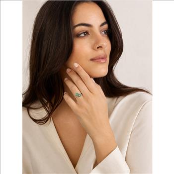 9K Gold 1.20 Ct Marquise Emerald Ring 7 US Ring Size