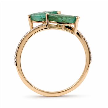 9K Gold 1.20 Ct Marquise Emerald Ring 7 US Ring Size