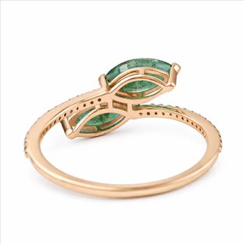 9K Gold 1.20 Ct Marquise Emerald Ring 7 US Ring Size