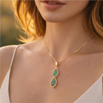 9K Gold 1.21 Ct Marquise Emerald Pendant