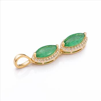 9K Gold 1.21 Ct Marquise Emerald Pendant