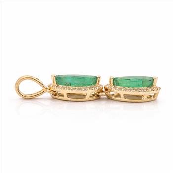 9K Gold 1.21 Ct Marquise Emerald Pendant