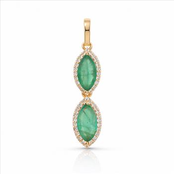 9K Gold 1.21 Ct Marquise Emerald Pendant