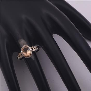 9K Gold 1.24 Ct Oval Tourmaline Ring 7 US Ring Size
