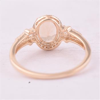 9K Gold 1.24 Ct Oval Tourmaline Ring 7 US Ring Size