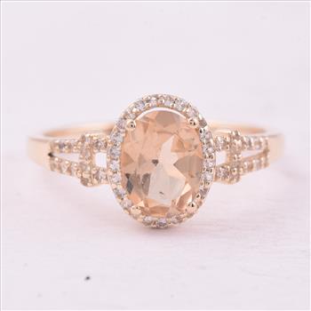 9K Gold 1.24 Ct Oval Tourmaline Ring 7 US Ring Size