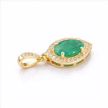 9K Gold 1.25 Ct Oval Emerald Pendant