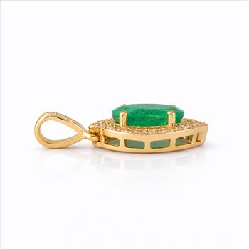 9K Gold 1.25 Ct Oval Emerald Pendant