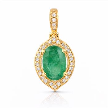 9K Gold 1.25 Ct Oval Emerald Pendant