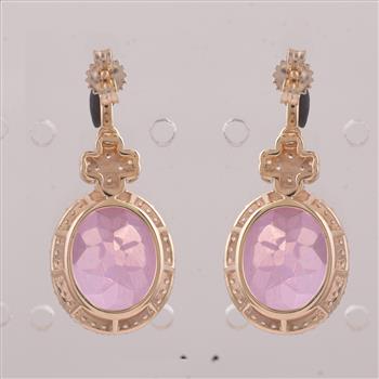 9K Gold 12.82 Ct Oval Pink Topaz Earrings