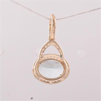 9K Gold 1.30 Ct Oval Aquamarine Pendant