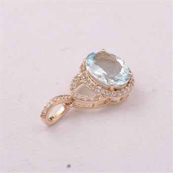 9K Gold 1.30 Ct Oval Aquamarine Pendant