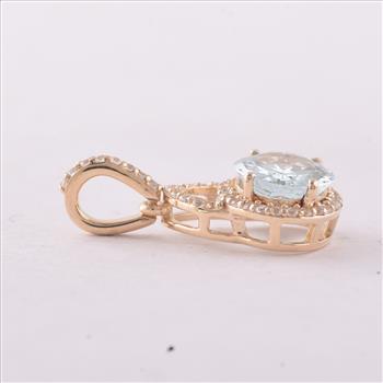 9K Gold 1.30 Ct Oval Aquamarine Pendant