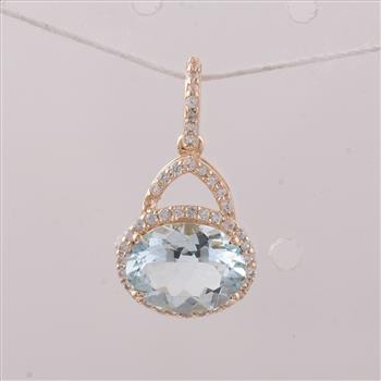 9K Gold 1.30 Ct Oval Aquamarine Pendant