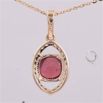 9K Gold 1.31 Ct Cushion Tourmaline Pendant