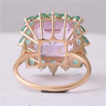 9K Gold 13.10 Ct Cushion Kunzite Ring 7 US Ring Size