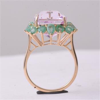 9K Gold 13.10 Ct Cushion Kunzite Ring 7 US Ring Size