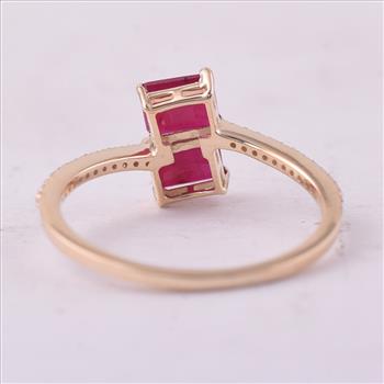 9K Gold 1.35 Ct Octagon Ruby Ring 7 US Ring Size