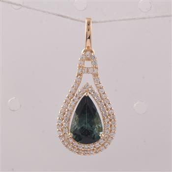 9K Gold 1.43 Ct Pear Tourmaline Pendant