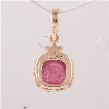 9K Gold 1.44 Ct Cushion Tourmaline Pendant