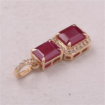 9K Gold 1.45 Ct Octagon Ruby Pendant