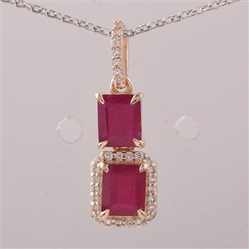 9K Gold 1.45 Ct Octagon Ruby Pendant