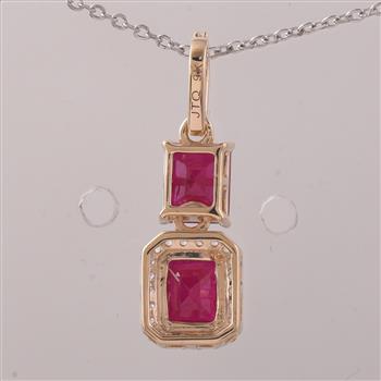 9K Gold 1.45 Ct Octagon Ruby Pendant