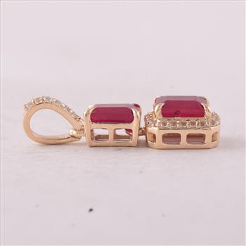 9K Gold 1.45 Ct Octagon Ruby Pendant