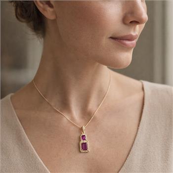9K Gold 1.45 Ct Octagon Ruby Pendant