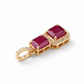 9K Gold 1.45 Ct Octagon Ruby Pendant
