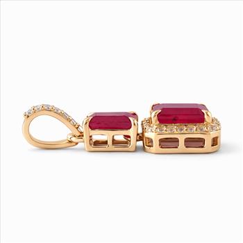 9K Gold 1.45 Ct Octagon Ruby Pendant
