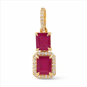 9K Gold 1.45 Ct Octagon Ruby Pendant