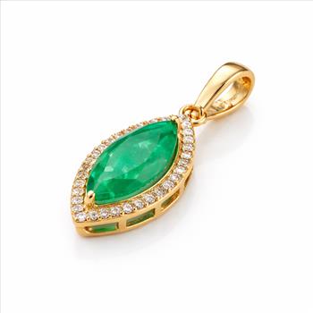 9K Gold 1.47 Ct Marquise Emerald Pendant