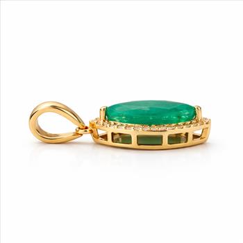 9K Gold 1.47 Ct Marquise Emerald Pendant