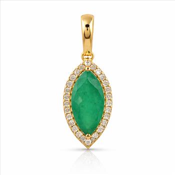 9K Gold 1.47 Ct Marquise Emerald Pendant