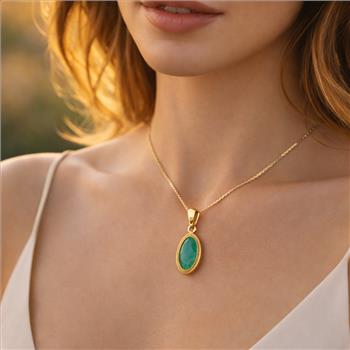 9K Gold 1.47 Ct Oval Emerald Pendant