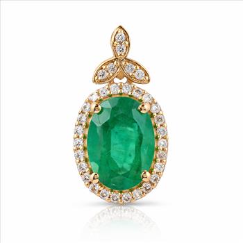 9K Gold 1.47 Ct Oval Emerald Pendant