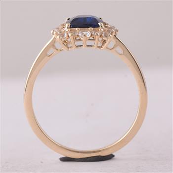 9K Gold 1.48 Ct Cushion Sapphire Ring 7 US Ring Size